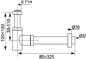 Сифон бутылочный для раковины Wirquin Lineis чёрный матовый 30722857 Сифон бутылочный для раковины Wirquin Lineis чёрный матовый 30722857, 2