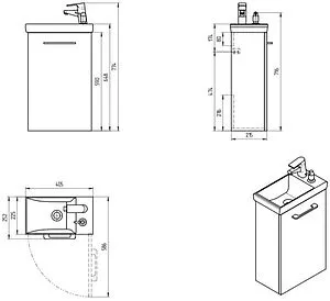 Тумба-умывальник 5 в 1 подвесной Cersanit Smart (5 в 1) белый 64179, 2