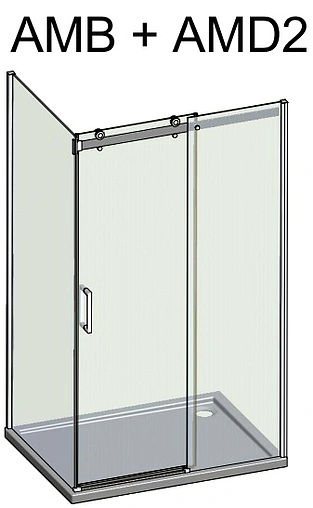 Душевое ограждение 1500x900мм прозрачное стекло Roltechnik Ambient Line AMD2+AMB/1500*900 620-1500000-00-02+621-9000000-00-02
