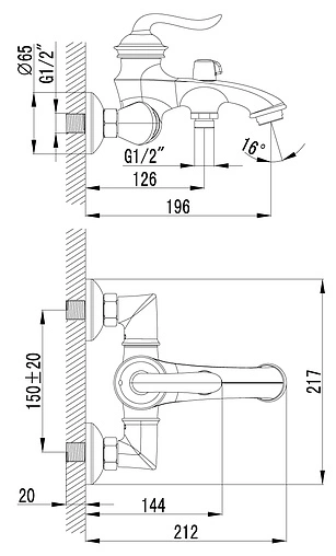 Смеситель для ванны Lemark Brava золото/белый LM4712G