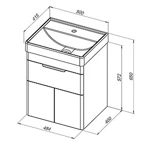 Тумба-умывальник Aquanet Ирис new 50 белый глянец 00310147+ Тумба-умывальник Aquanet Ирис new 50 белый глянец 00310147+, 2