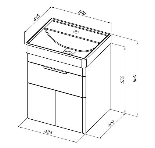 Тумба-умывальник Aquanet Ирис new 50 белый глянец 00310147+