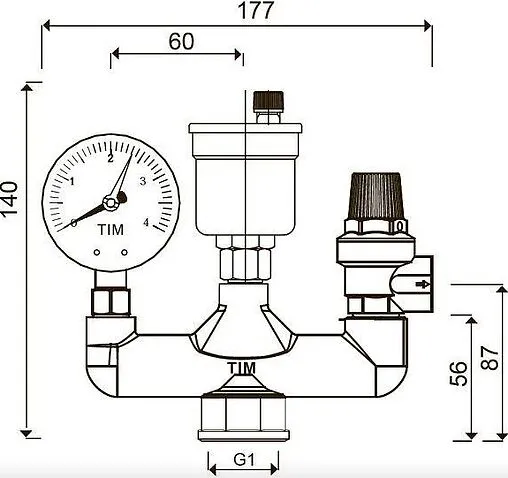 Группа безопасности котла до 50 кВт 1&quot; 3 бар TIM JH1025-3