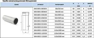 Труба канализационная внутренняя бесшумная D=58мм L=250мм Stout SKB-0001-005825, 2