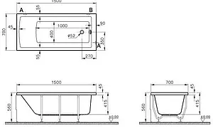 Ванна акриловая VitrA Neon 150x70 52510001000 Ванна акриловая VitrA Neon 150x70 52510001000, 2