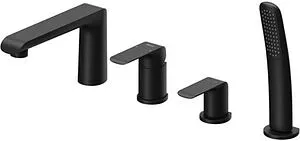 Смеситель на борт ванны на 4 отверстия Ravak Flat чёрный матовый X070176, 1