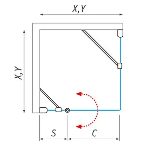 Душевое ограждение 1000x900мм прозрачное стекло Roltechnik Tower Line TDO1+TB/1000*900 724-1000000-00-02+725-9000000-00-02, 3