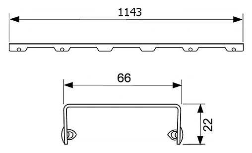 Решетка для лотка угловая 1143мм TECEdrainline Basic 611210