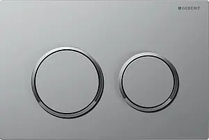 Клавиша смыва для унитаза Geberit Omega 20 115.085.JQ.1 кнопки/хром матовый, кольца/хром глянцевый Клавиша смыва для унитаза Geberit Omega 20 115.085.JQ.1 кнопки/хром матовый, кольца/хром глянцевый, 1