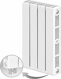 Радиатор биметаллический 4 секции нижнее правое подключение Rifar Supremo Ventil 500 белый RSVR50004, 1