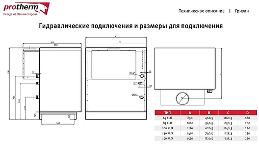 Напольный газовый котел одноконтурный 60кВт Protherm Гризли 85 KLO 85KLOR12