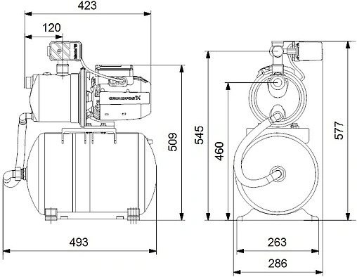 Станция автоматического водоснабжения Grundfos JP 5-48 PT-H A-A-BBVP 99463877 Станция автоматического водоснабжения Grundfos JP 5-48 PT-H A-A-BBVP 99463877