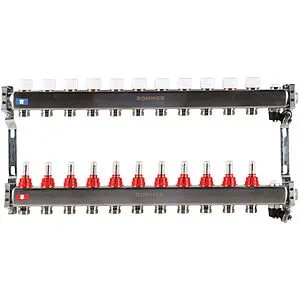 Группа коллекторная с расходомерами 11 отводов 1"в/в x ¾"ек Rommer RMS-1201-000011, 1