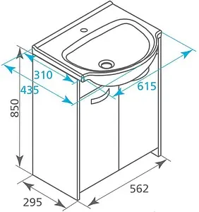 Тумба-умывальник напольная Milardo Volga 60 белый/дерево VOL60W2M95+0016000M28 Тумба-умывальник напольная Milardo Volga 60 белый/дерево VOL60W2M95+0016000M28, 2