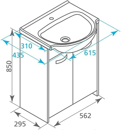 Тумба-умывальник напольная Milardo Volga 60 белый/дерево VOL60W2M95+0016000M28