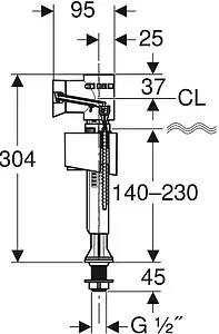 Заливной клапан для бачка ½&quot; пластик нижний Geberit Impuls Basic 340 136.726.00.1, 2