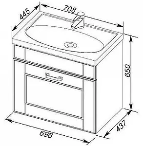 Тумба-умывальник Aquanet Рондо 70 белый 00189155+00185343, 2