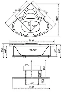 Ванна акриловая Triton Троя 150x150 Н0000000218, 2