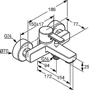 Смеситель для ванны Kludi Zenta хром 386700575 Смеситель для ванны Kludi Zenta хром 386700575, 2