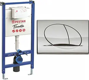 Инсталляция для подвесного унитаза Set 3 в 1 Pestan Fluenta SET40006356PM с кнопкой хром матовый Инсталляция для подвесного унитаза Set 3 в 1 Pestan Fluenta SET40006356PM с кнопкой хром матовый, 1