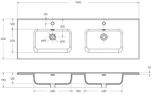 Раковина BelBagno 140 белый BB1400-2-ETL