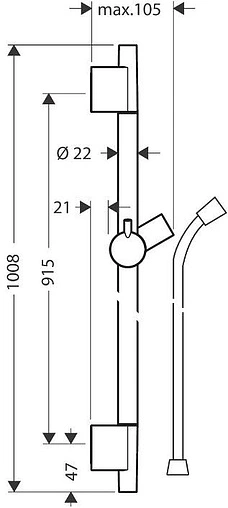 Душевая штанга Hansgrohe Unica S Puro 90 шлифованный чёрный хром 28631340