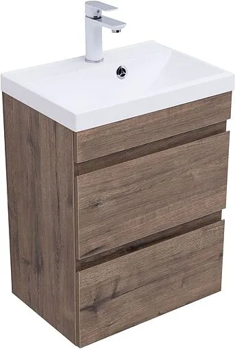 Тумба-умывальник подвесная Aquanet Нота New 50 дуб веллингтон/табак 00334190+00284237