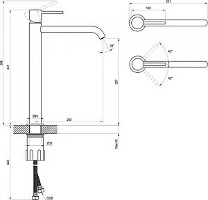 Смеситель для раковины Ravak Espirit графит X070311, 2