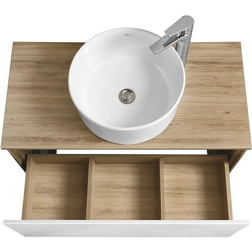 Тумба-умывальник подвесная Aquaton Либерти 90 дуб эльвезия/белый глянец 1A2799K2LYC70