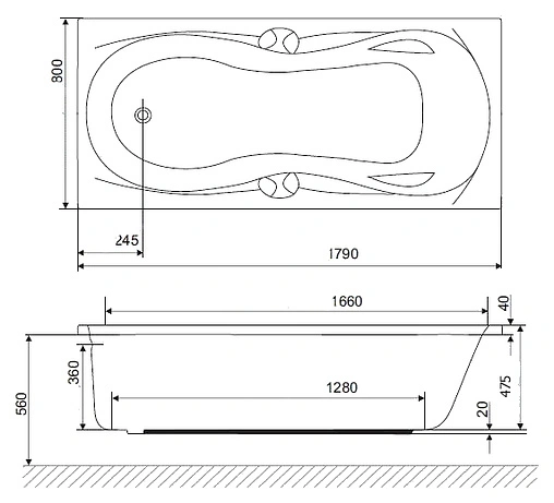 Ванна акриловая Excellent Canyon 180x80 WAEX.CNN18WH