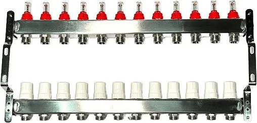 Группа коллекторная с расходомерами 12 отводов 1&quot;в/в x ¾&quot;ек Uni-fitt OPTIMAL 450B4312.RU