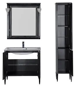 Шкаф-пенал напольный Aquanet Паола чёрный/серебро 181771 Шкаф-пенал напольный Aquanet Паола чёрный/серебро 181771, 4