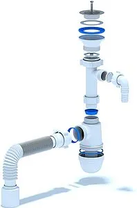 Сифон бутылочный для раковины Ани Пласт белый C1310 Сифон бутылочный для раковины Ани Пласт белый C1310, 3