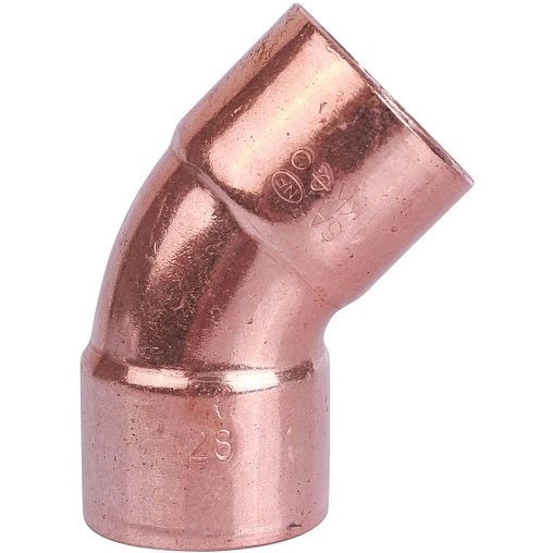 Отвод пайка однораструбный 28мм угол 45° Sanha 5041 1504128