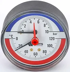 Термоманометр аксиальный Watts F+R818 80мм 10 бар 120°С ½" 10009465 Термоманометр аксиальный Watts F+R818 80мм 10 бар 120°С ½" 10009465