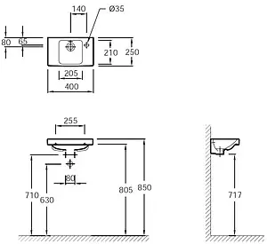 Раковина Jacob Delafon Odeon Up 40 белый E4799G-00 Раковина Jacob Delafon Odeon Up 40 белый E4799G-00, 2