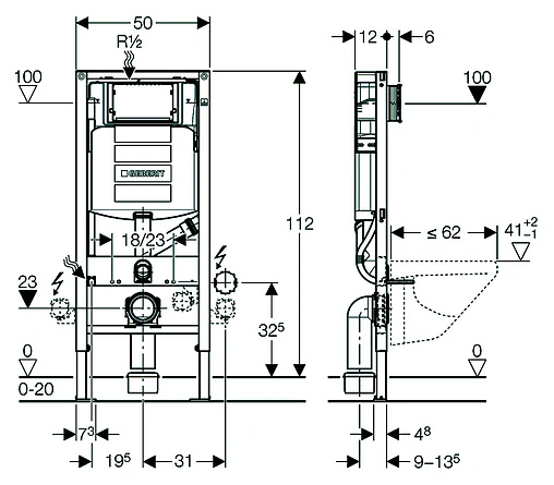 Инсталляция для подвесного унитаза Geberit Duofix DuoFresh Sigma 12 111.370.00.5 Инсталляция для подвесного унитаза Geberit Duofix DuoFresh Sigma 12 111.370.00.5