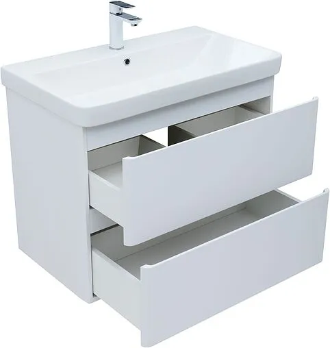 Тумба-умывальник подвесная Aquanet Эмбер 80 белый матовый 00330467+11080-KL