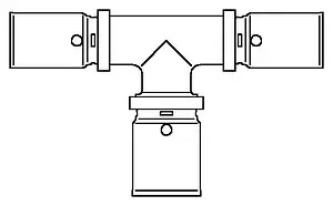 Тройник пресс редукционный 16мм x 20мм x 16мм Oventrop Cofit P 1513454, 2