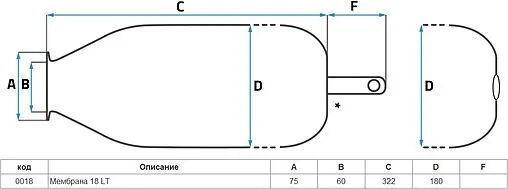 Мембрана для гидроаккумулятора SeFa 18 LT-60-73 F0A0018