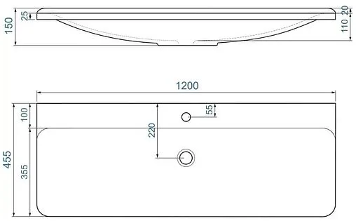 Раковина Raval Solo 120 белый Solo.08.120/W/RL