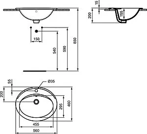Раковина Ideal Standard Eurovit 56 белый E874901 Раковина Ideal Standard Eurovit 56 белый E874901, 2