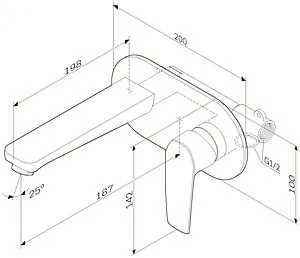 Смеситель для раковины из стены Am.Pm Gem хром F90A72200, 2