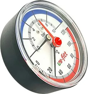 Термоманометр аксиальный Uni-fitt 80мм 10 бар 120°С ½&quot; 310D3442, 4