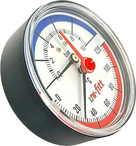 Термоманометр аксиальный Uni-fitt 80мм 10 бар 120°С ½" 310D3442 Термоманометр аксиальный Uni-fitt 80мм 10 бар 120°С ½" 310D3442
