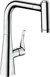 Смеситель для кухни с выдвижным изливом Hansgrohe Metris M71 220 2jet хром 73800000 Смеситель для кухни с выдвижным изливом Hansgrohe Metris M71 220 2jet хром 73800000, 1