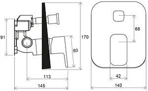Смеситель для ванны скрытого монтажа Ravak 10° Free хром X070136, 2