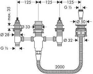Скрытая часть смесителя на борт ванны Hansgrohe 13244180 Скрытая часть смесителя на борт ванны Hansgrohe 13244180, 2