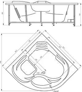 Ванна акриловая BellRado Виктория 165x165 BR7011003-00, 4