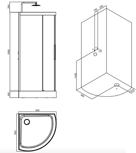 Кабина душевая 900x900мм Am.Pm Like W80C-016-090MTA